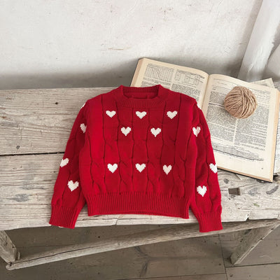 Suéter Infantil de Algodón Niño y Niña Cuello Redondo Rojo - Image 53