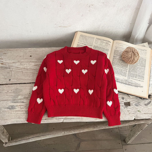 Suéter Infantil de Algodón Niño y Niña Cuello Redondo Rojo - Image 53
