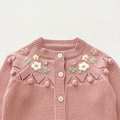 Conjunto Tejido a Mano para Recién Nacido - Cardigan y Mameluco con Flor - Image 33