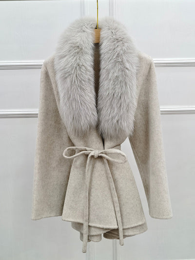 Abrigo Reversible de Cashmere y Piel de Zorro Midi para Invierno - Image 11
