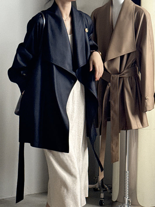 Chaqueta Cortavientos Suelta con Solapa Ancha para Mujer - Colección Otoño - Image 38