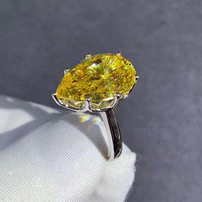 Anillo de Diamante Talla Gota en Circón Amarillo de Alto Carbono - Image 43
