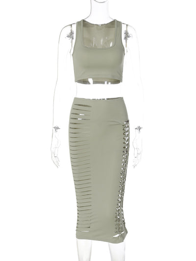 Conjunto Falda y Chaleco Calado Slim Fit Verano - Image 27