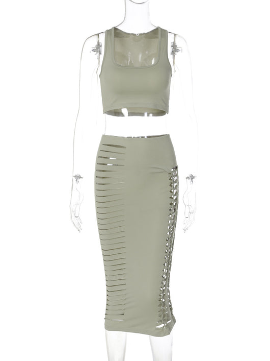 Conjunto Falda y Chaleco Calado Slim Fit Verano - Image 27