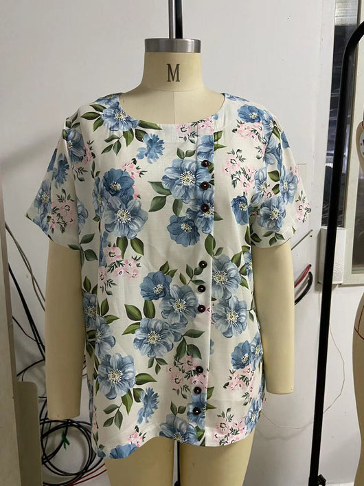 Camiseta Suelta de Manga Corta con Estampado Retro para Mujer - Image 32