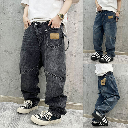 Pantalones Cargo Vaqueros Retro Lavado Pesado con Diseño de Bolsillos Oblicuos - Image 27