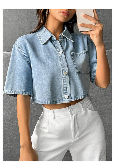 Chaleco Denim Delgado Manga Corta para Mujer - Image 17