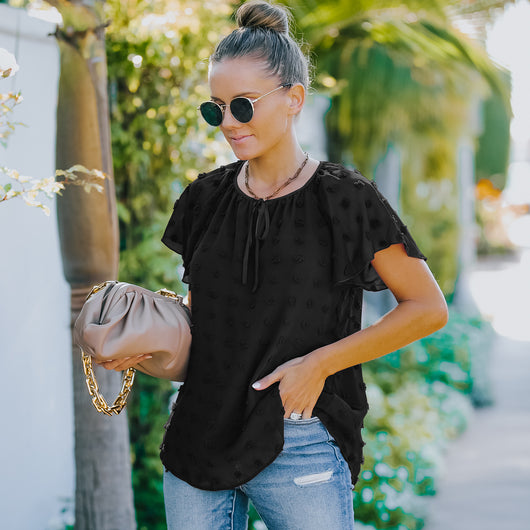 Blusa de Lunares en Gasa Manga Corta para Mujer - Image 11