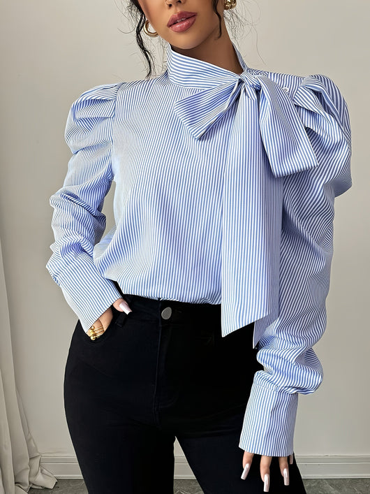 Blusa Elegante con Lazo en el Cuello y Mangas Largas para Mujer - Image 14