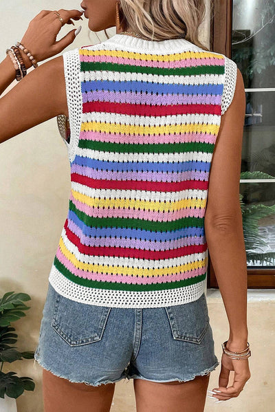 Suéter de Cuello Redondo con Rayas Dopamina en Contraste - Image 14