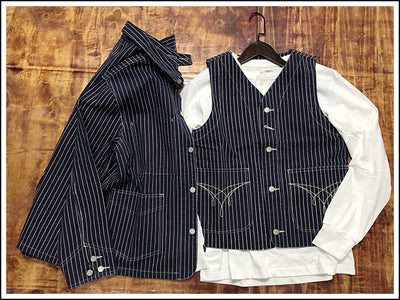 Chaqueta Motociclista Denim a Rayas con Múltiples Bolsillos - Image 36