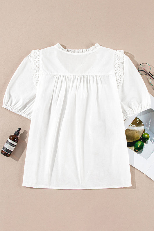 Blusa Chifón con Volantes Manga Corta - Estilo Europeo Casual - Image 15