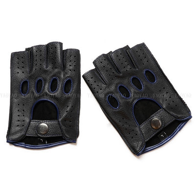 Guantes de Cuero Mitad Dedo para Motociclismo y Actividades al Aire Libre - Image 43