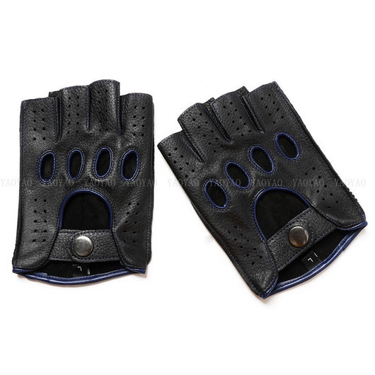 Guantes de Cuero Mitad Dedo para Motociclismo y Actividades al Aire Libre - Image 43