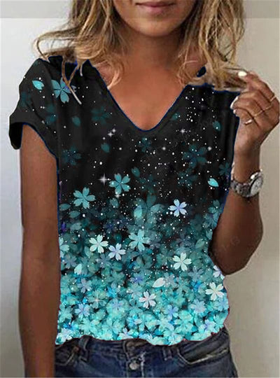 Playera Cuello V Estampado Geométrico Abstracto - Image 18