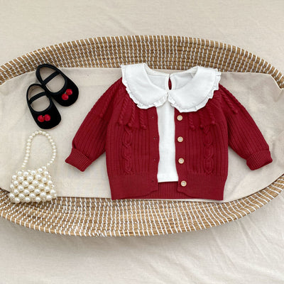 Conjunto de Dos Piezas: Enterizo Tejido con Bolas de Burbujas y Abrigo para Bebé Niña - Image 31
