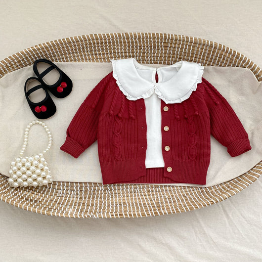 Conjunto de Dos Piezas: Enterizo Tejido con Bolas de Burbujas y Abrigo para Bebé Niña - Image 31
