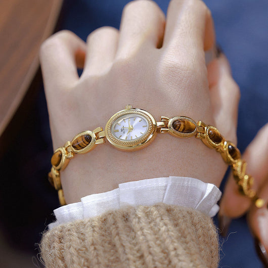 Reloj de Cadena Tigereye Dorado Retro BS Gold - Image 16