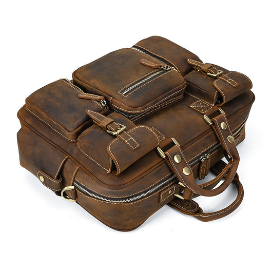 Bolsa Mensajera de Cuero Genuino Estilo Retro con Gran Capacidad para Hombre - Image 30