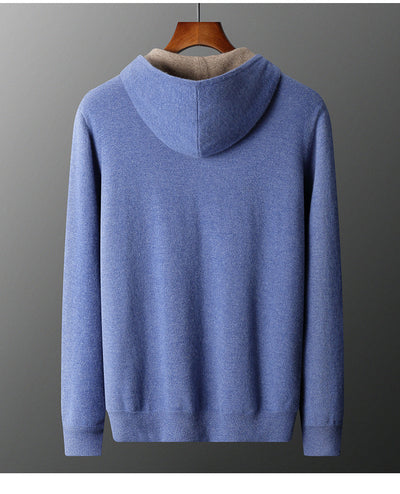 Cardigan Cashmere con Capucha y Cierre de Doble Cara para Hombre - Image 15