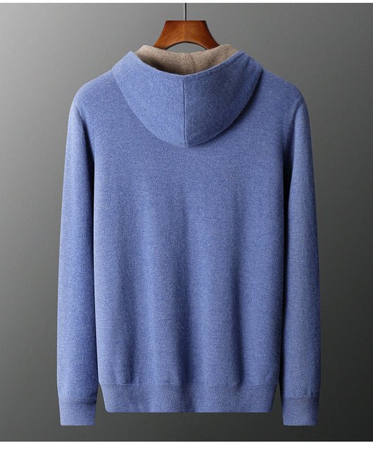 Cardigan Cashmere con Capucha y Cierre de Doble Cara para Hombre - Image 15