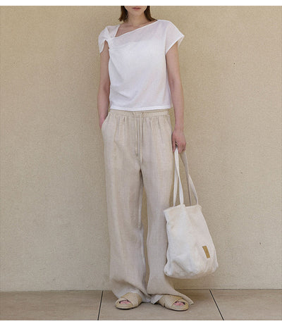 Pantalón Recto Largo Minimalista con Bolsillos Dobles para Mujer - Image 10