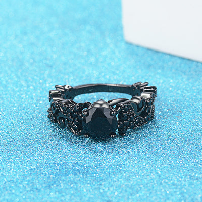 Anillo Punk Chapado en Oro Negro con Circón Negro Incrustado - Image 19