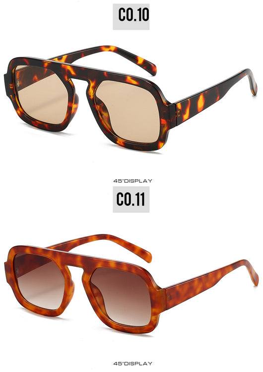 Men's and women's pilot sunglasses with a black plastic frame and vibrant orange-yellow lenses. - Image 21