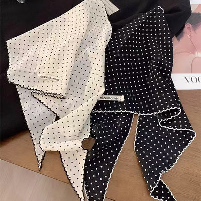 Pañuelo Triangular Coreano con Lunares, Diseño Anudado y Encaje para Cintura - Image 17