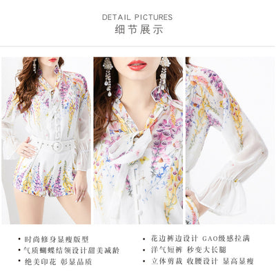 Conjunto Retro de Camisa con Mangas Plisadas de Madera y Shorts - Image 15