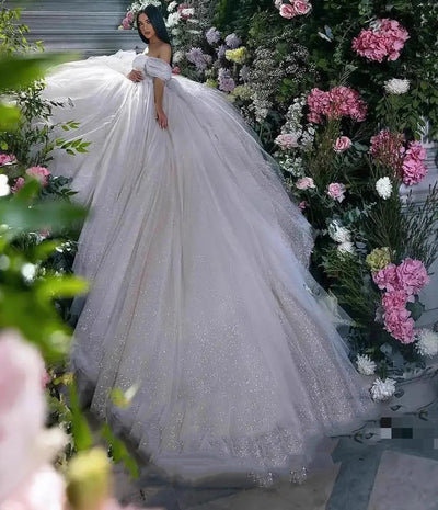 Vestido de Novia Hombros Descubiertos Estilo Hada Bosque Lentejuelas Efecto Silueta - Image 13
