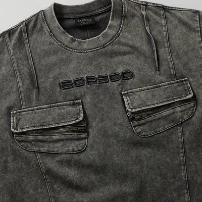 Playera Retro de Trabajo con Bolsillos Decorativos y Efecto Desgastado - Image 12