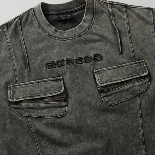 Playera Retro de Trabajo con Bolsillos Decorativos y Efecto Desgastado - Image 12