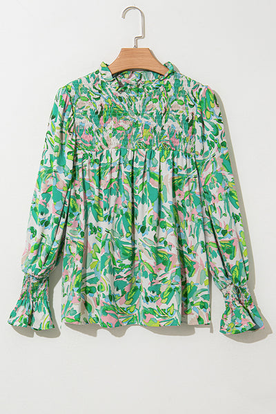 Blusa Cuello Alto de Chifón con Estampado a Juego de Colores - Image 9