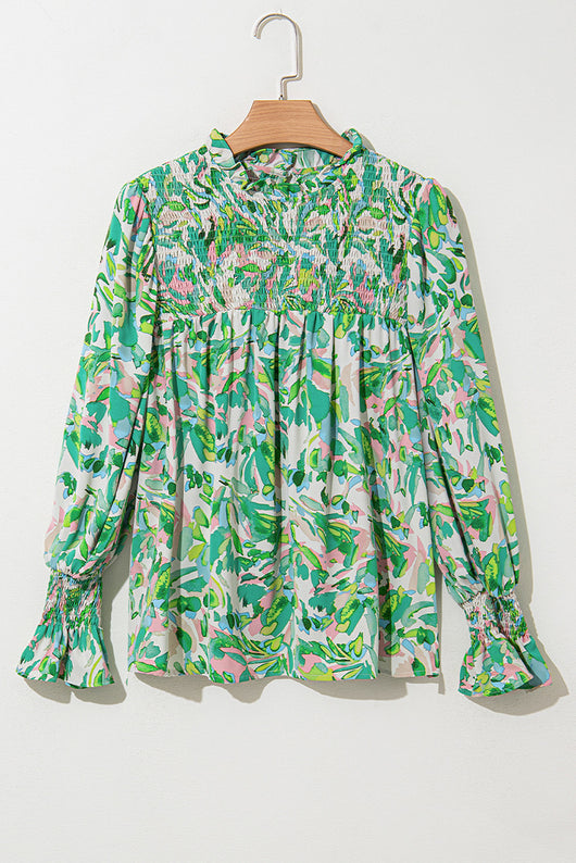Blusa Cuello Alto de Chifón con Estampado a Juego de Colores - Image 9