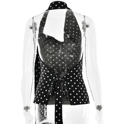 Blusa Escotada Lunares Ajustada sin Espalda - Image 26
