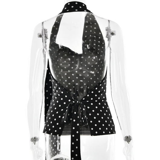 Blusa Escotada Lunares Ajustada sin Espalda - Image 26
