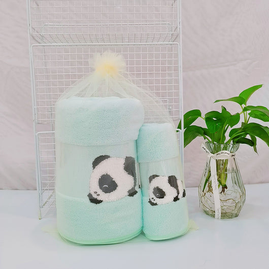 Fundas de Panda Bordado en Terciopelo Coral - Suave y Absorbentes - Image 33