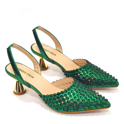 Bolso de Piedra Colorida con Zapatos de Tacón Medio y Punta Afilada para Mujer - Image 21