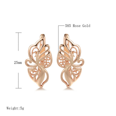 Aretes de Oro Rosado 585 Diseño Minimalista Calado para Mujer - Image 8