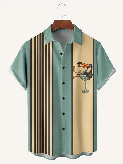 Camisa Hawaiana de Rayas con Cierre de Hebilla para Hombre - Image 12