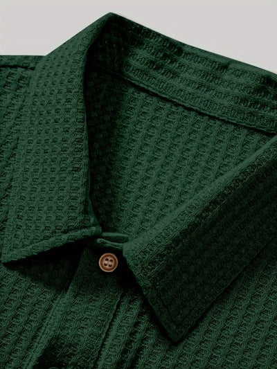 Camisa Casual de Punto Rombo con Solapa - Corte Holgado Manga Corta Hombre - Image 43