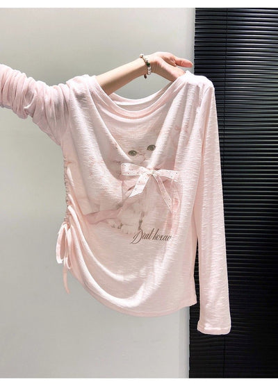 Blusa Manga Larga con Estampado de Gatos para Mujer - Primavera y Otoño - Image 18