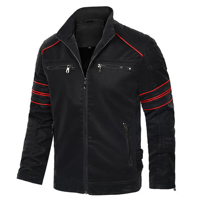 Chaqueta de Cuero PU con Cuello Mao para Hombre - Image 20