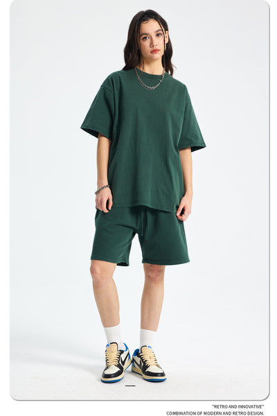 Shorts Deportivos de Algodón Puro Teñidos con Patrón Vintage Lavado - Image 69