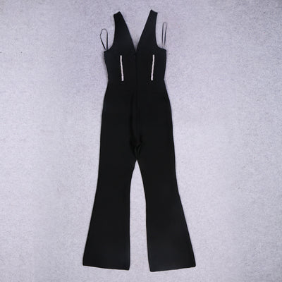 Jumpsuit Bandage Escotado con Espalda Descubierta y Diamantes - Image 11