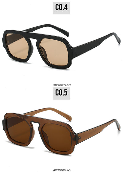 Men's and women's pilot sunglasses with a black plastic frame and vibrant orange-yellow lenses. - Image 27