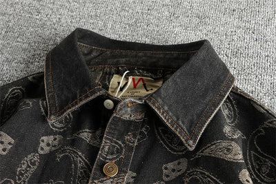 Camisa Denim Retro Lujo Suave con Patrón Paisley - Manga Larga Estilo Americano - Image 10