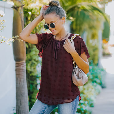 Blusa de Lunares en Gasa Manga Corta para Mujer - Image 12
