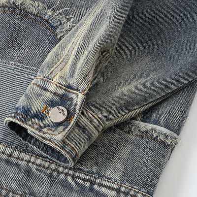 Chaqueta Denim Vintage Destruida Estilo Retro Americano - Image 14
